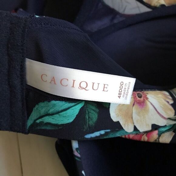 Cacique 48DDD underwire Balconette bra lined blue floral Lane Bryant New w/Tags - Picture 4 of 8